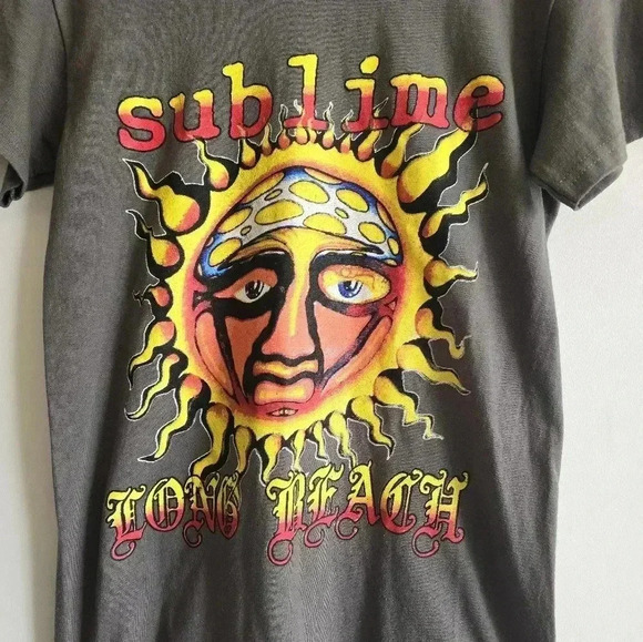 Sublime Mens Size Small Long Beach Short Sleeve T Shirt Dark Green - Picture 2 of 5